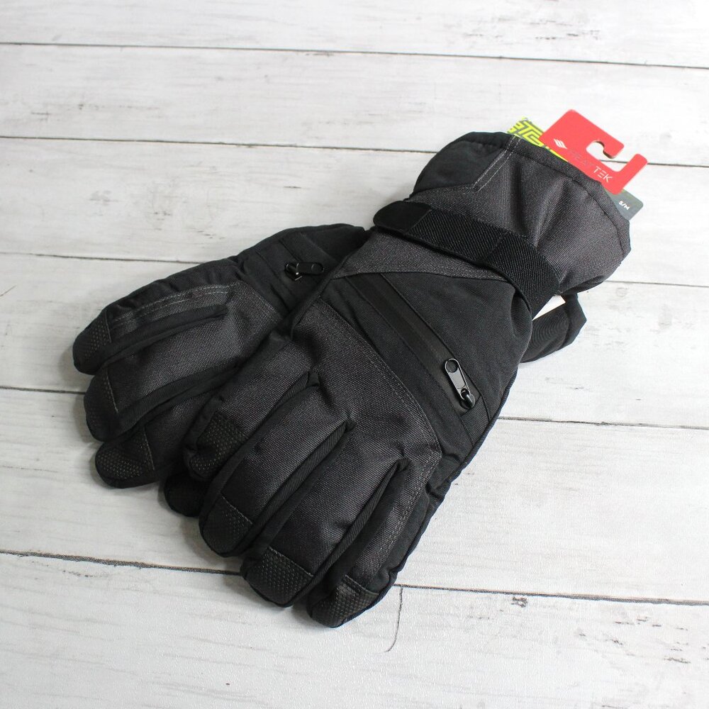Tek Gear Men's Winter Snowboard Ski Gloves Size S M Asphalt Black